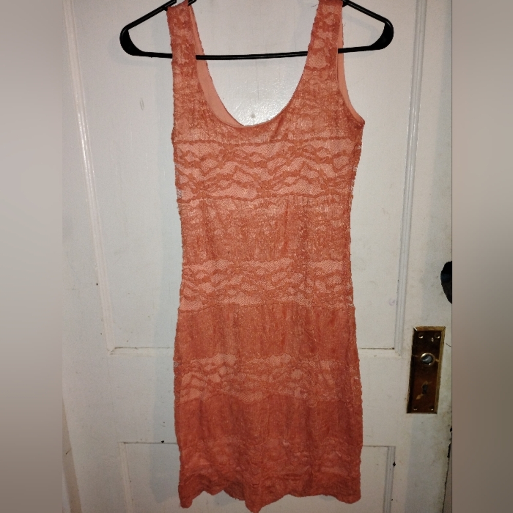 Lace Sleeveless Intimate Dress - Coral
